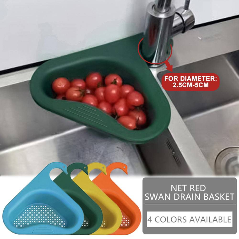 Household Sink Hanging Fruit And Vegetable Filter Water Drain Basket Kitchen Dry And Wet Separation Swan Drain Basket - YLORESHOP