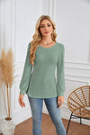Round Neck Small Hole Bubble Sleeve Long Sleeve Top - YLORESHOP