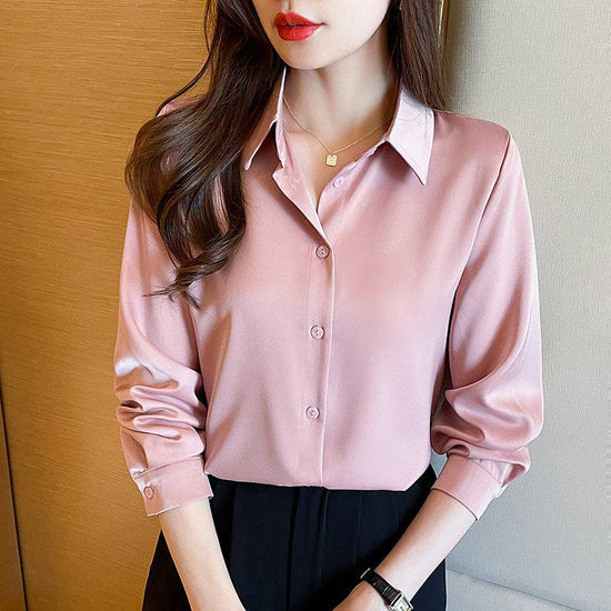 High-grade Non-ironing Anti-wrinkle Shirt Women's Solid Color Acetate Shirt - YLORESHOP