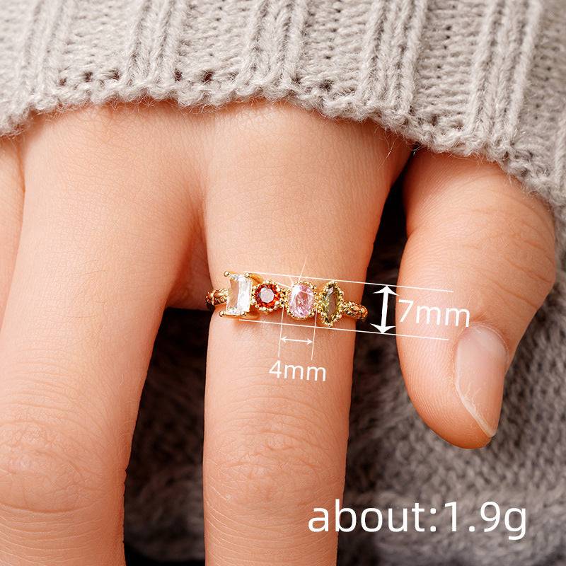 Geometric Simple Colorful Zircon Ring Fashion - YLORESHOP