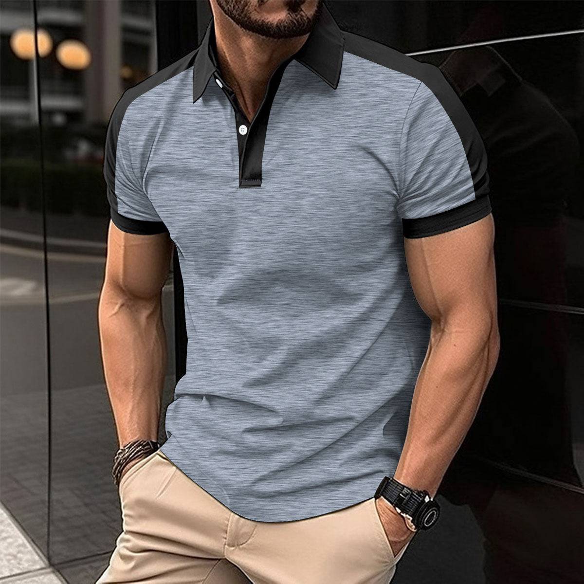 Camicia da lavoro a maniche corte da uomo, polo casual estiva