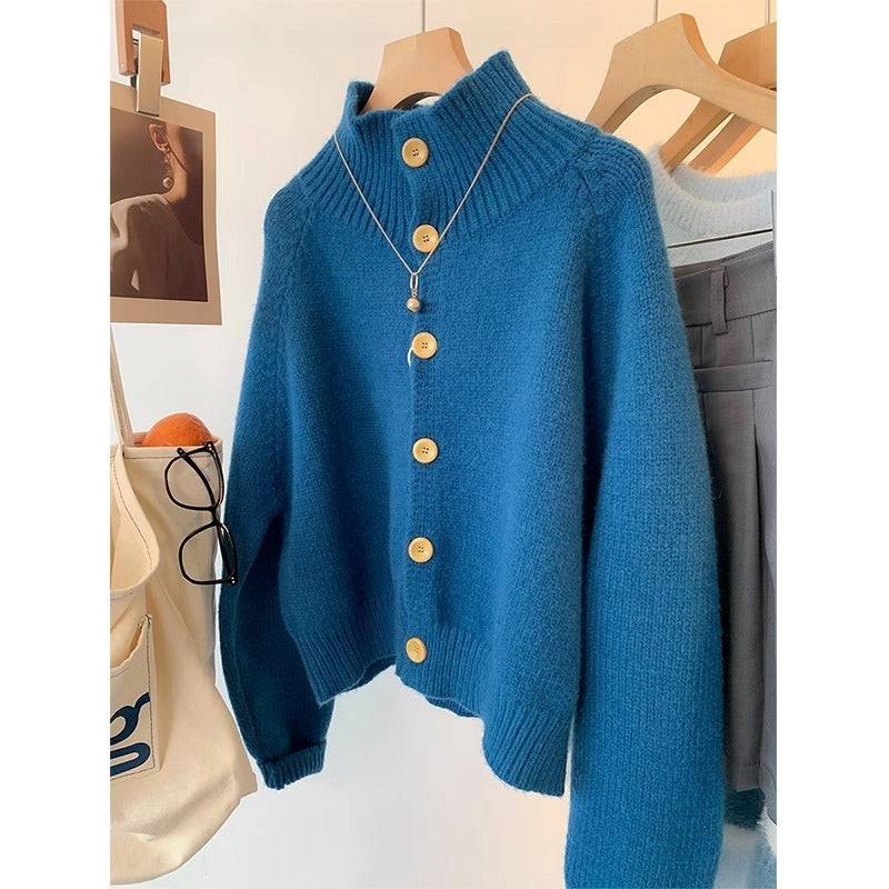 High Collar Soft Glutinous Cropped Sweater Coat - YLORESHOP