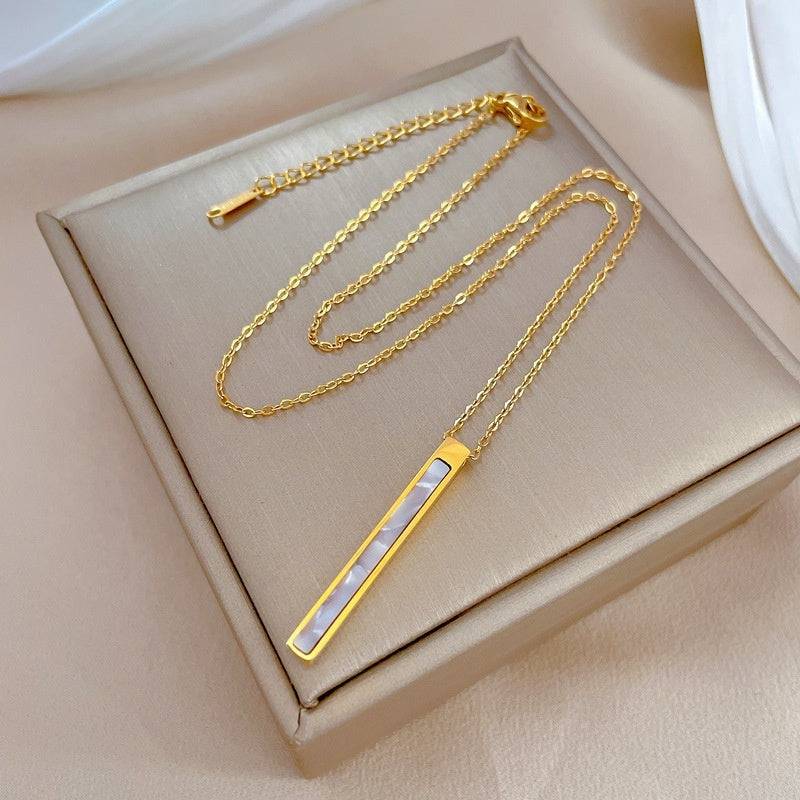 Long Elegant Personality Minimalist Style Stove Real Gold Necklace Female Ins Clavicle Chain - YLORESHOP