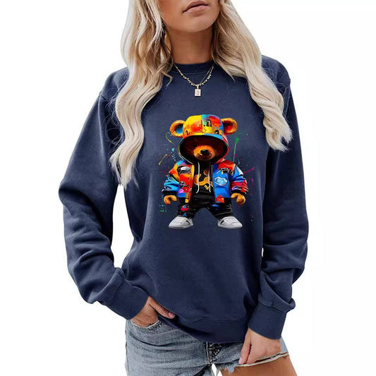 Abbigliamento da donna Colletto avvolto con tacco Felpa con cappuccio spazzolato Girocollo Cartoon