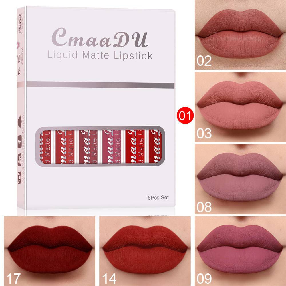 6 Boxes Of Matte Non-stick Cup Waterproof Lipstick Long Lasting Lip Gloss - YLORESHOP