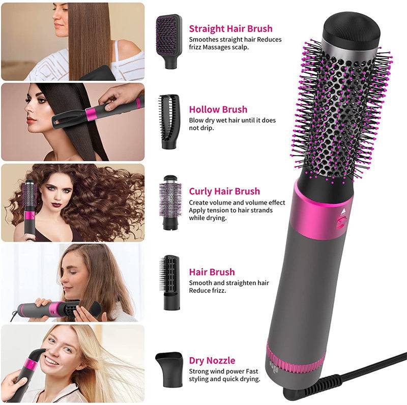 Professional 5 In 1 Hair Dryer Brush Dryer And Straightening Brush Electric Hair Styling Tool Automatic Hair Curler Beauty Supplies Gadgets - YLORESHOP