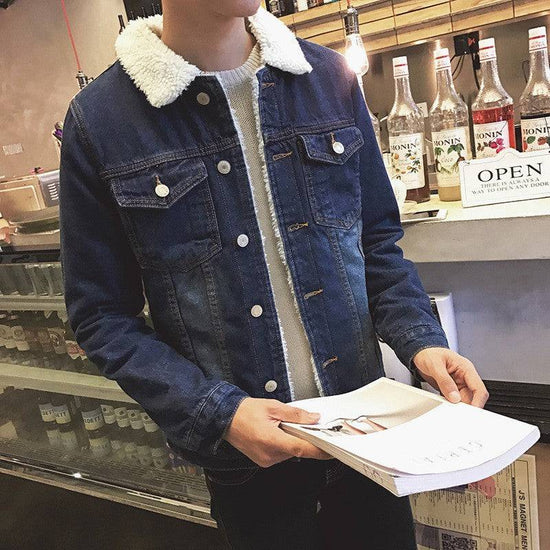Winter Fleece-lined Denim Coat For Men Thickened - YLORESHOP