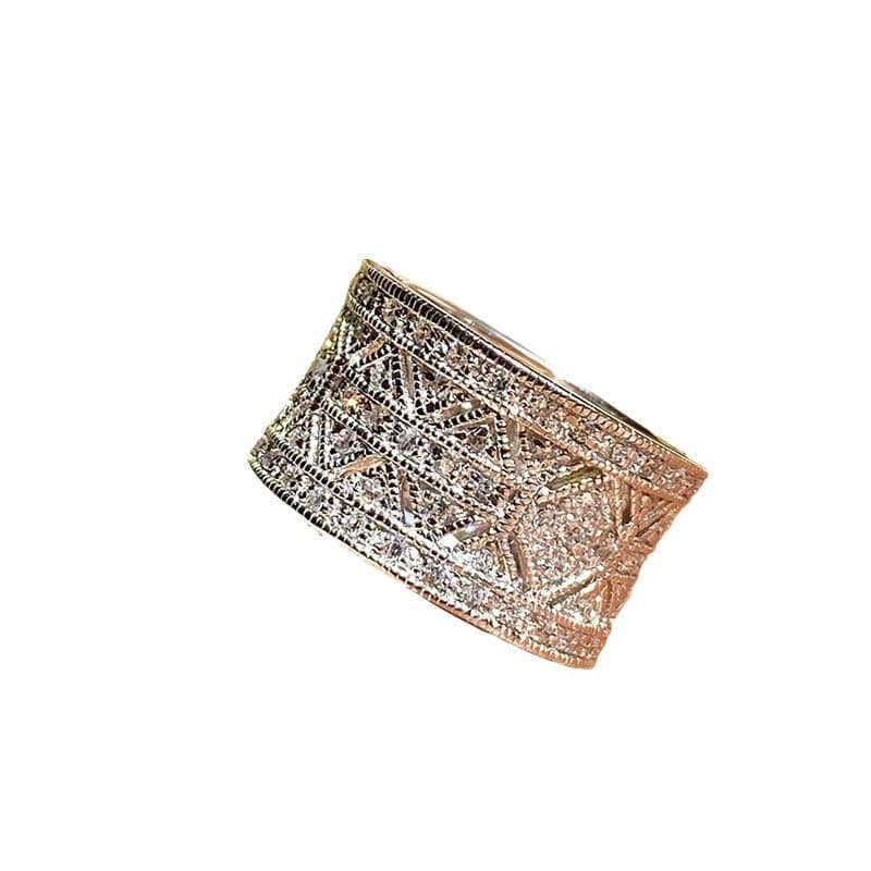 Vintage Zircon Wide Ring Pattern Female - YLORESHOP