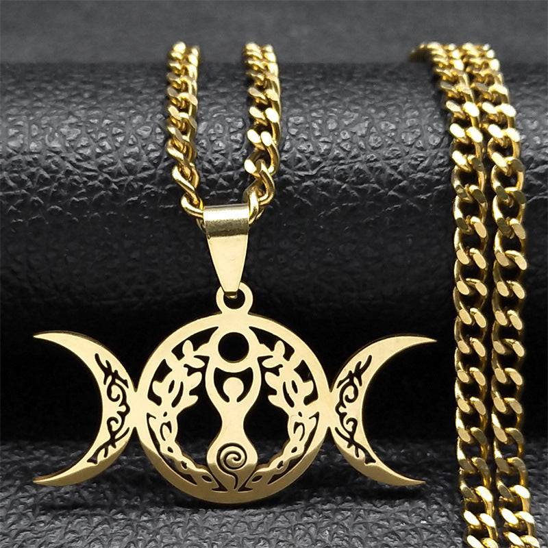 Triple Moon Celtic Knot Pendant Stylish Clavicle Necklace - YLORESHOP