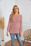 Round Neck Small Hole Bubble Sleeve Long Sleeve Top - YLORESHOP