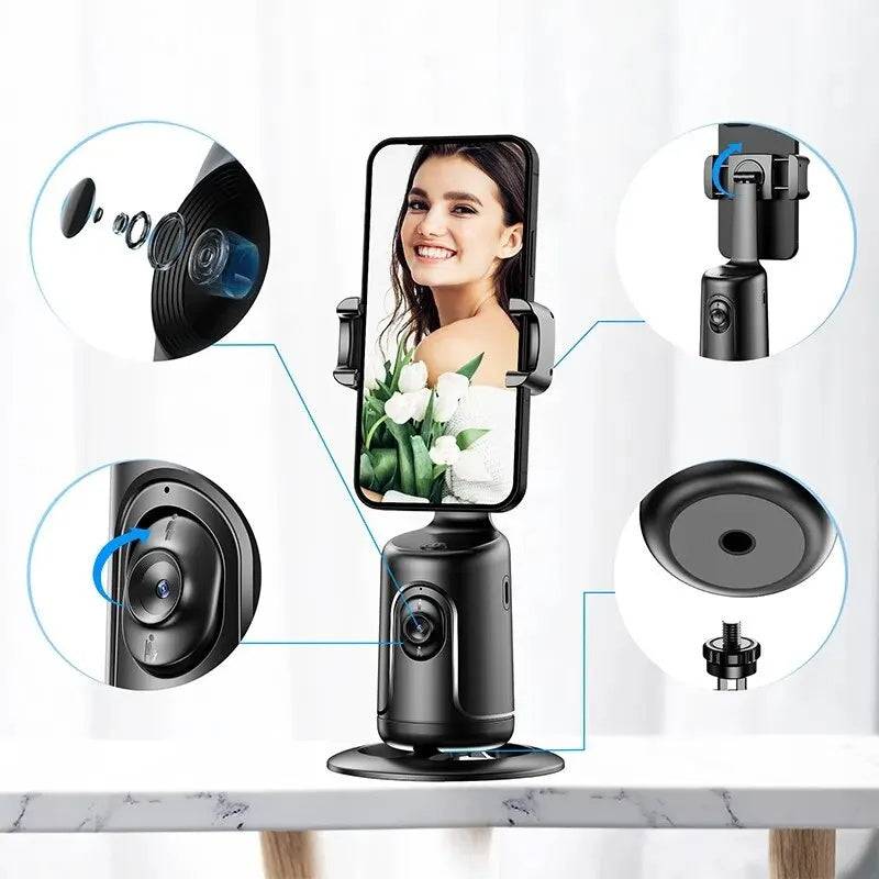 360° Automatic Face Tracking Gimbal, AI Intelligent Automatic Phone Holder, for Vlog Video, Light Stabilizer