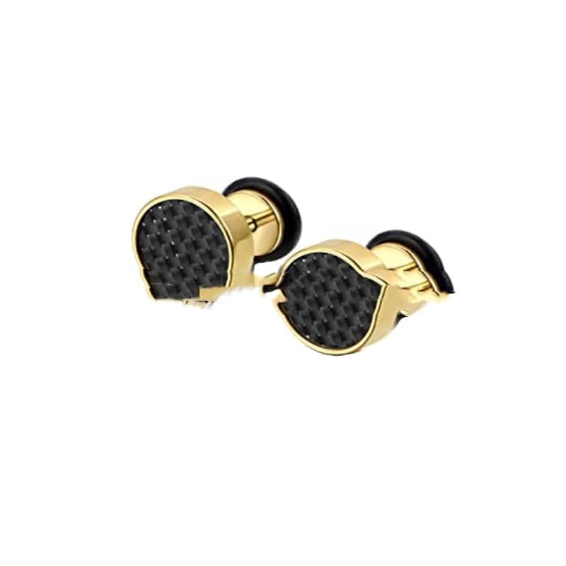 Stainless Steel Japanese And Korean Earrings Dumbbell Stud Earrings Carbon Fiber - YLORESHOP