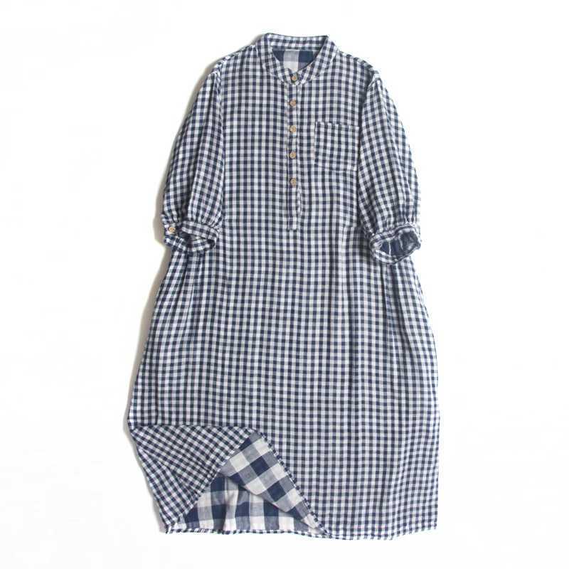 Double-layer Cotton Plaid Dress Women - YLORESHOP