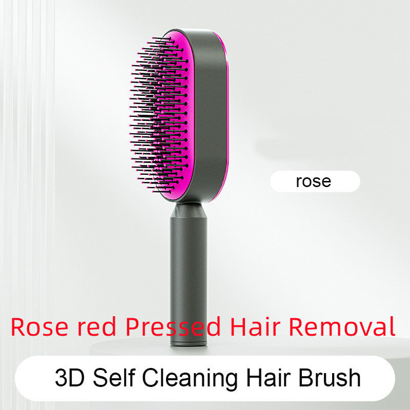 Self Cleaning Hair Brush For Women One-key Cleaning Hair Loss Airbag Massage Scalp Comb Anti-Static Hairbrush - YLORESHOP