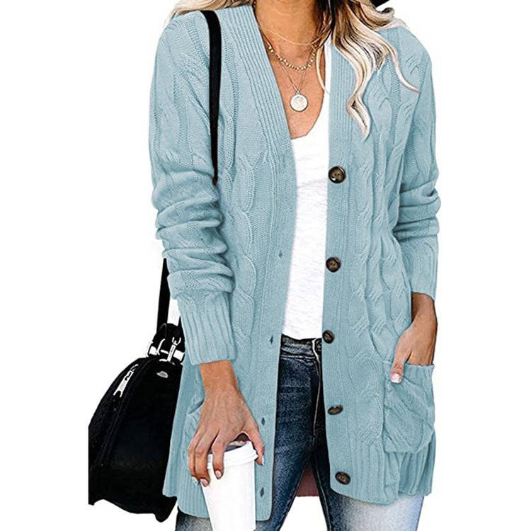 Autumn And Winter Women's Casual Knitted Button Coat