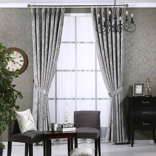 Solid Color Simple Modern Light Luxury Living Room Chenille Blackout Curtains - YLORESHOP