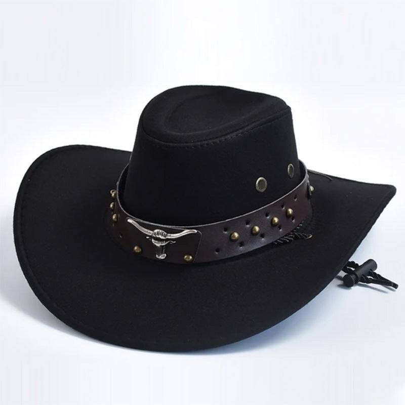 Cappello da cowboy western in pelle scamosciata artificiale, parasole per esterni jazz da gentiluomo con bordo largo retrò