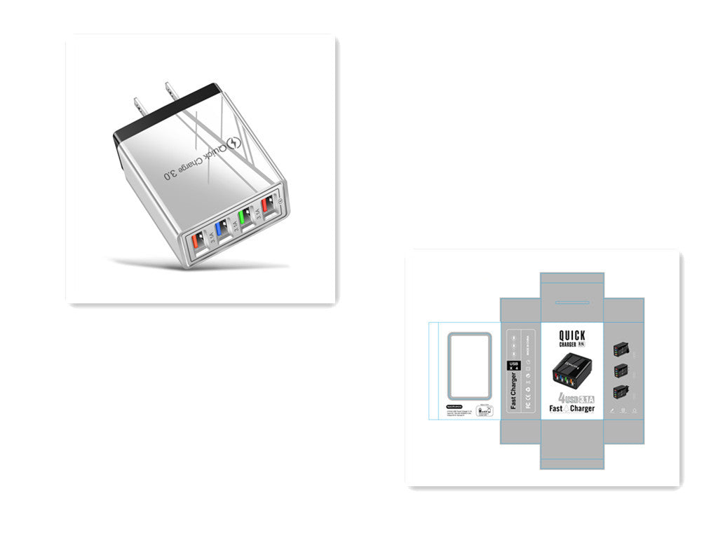 Caricatore USB Quick Charge 3.0 4 Adattatore telefonico per tablet Caricabatterie mobile da parete portatile Caricatore rapido