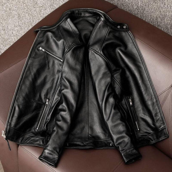 Leather Men's Stand Collar Leather Jacket Coat Youth - YLORESHOP