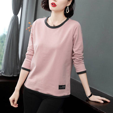 Women's Patchwork Round Neck Long-sleeved T-shirt - YLORESHOP