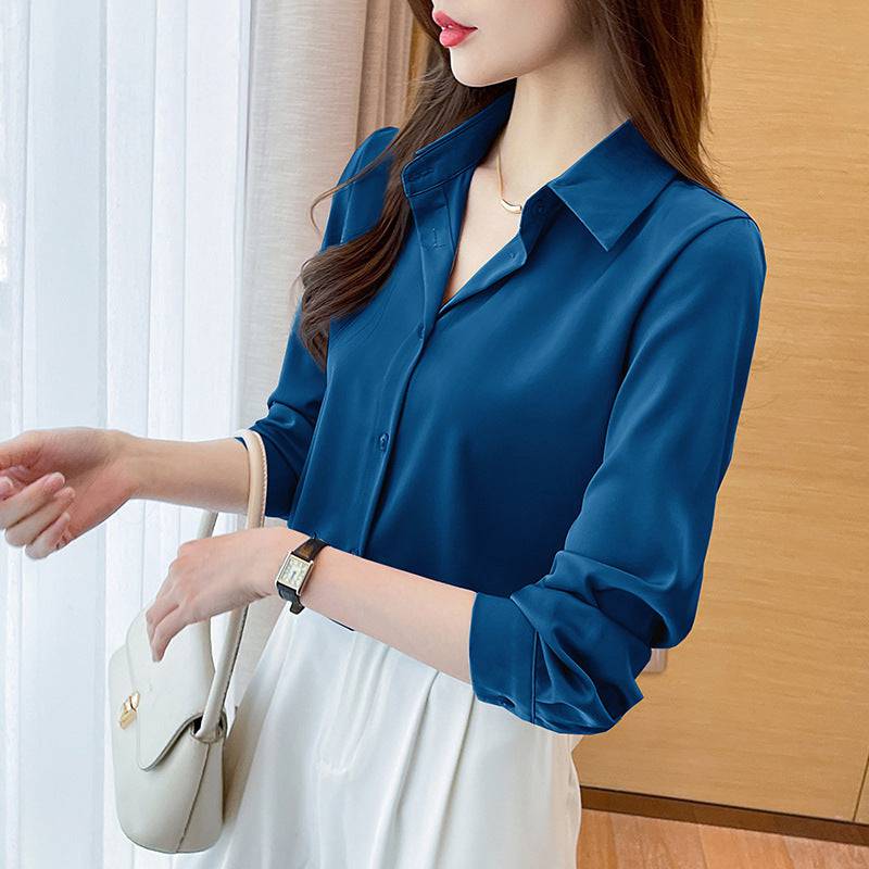 High-grade Non-ironing Anti-wrinkle Shirt Women's Solid Color Acetate Shirt - YLORESHOP
