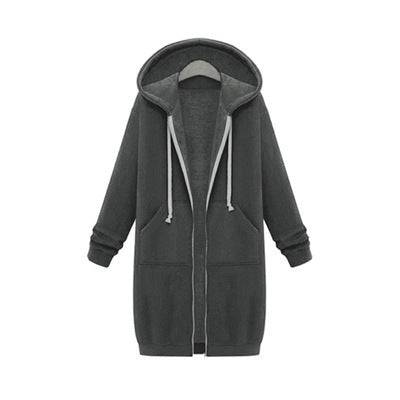 Hooded Long Sleeve Sweater Fleece Long Jacket - YLORESHOP