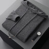 Men's Solid Color Loose Knitted Hooded Long Sleeve Base Sweater