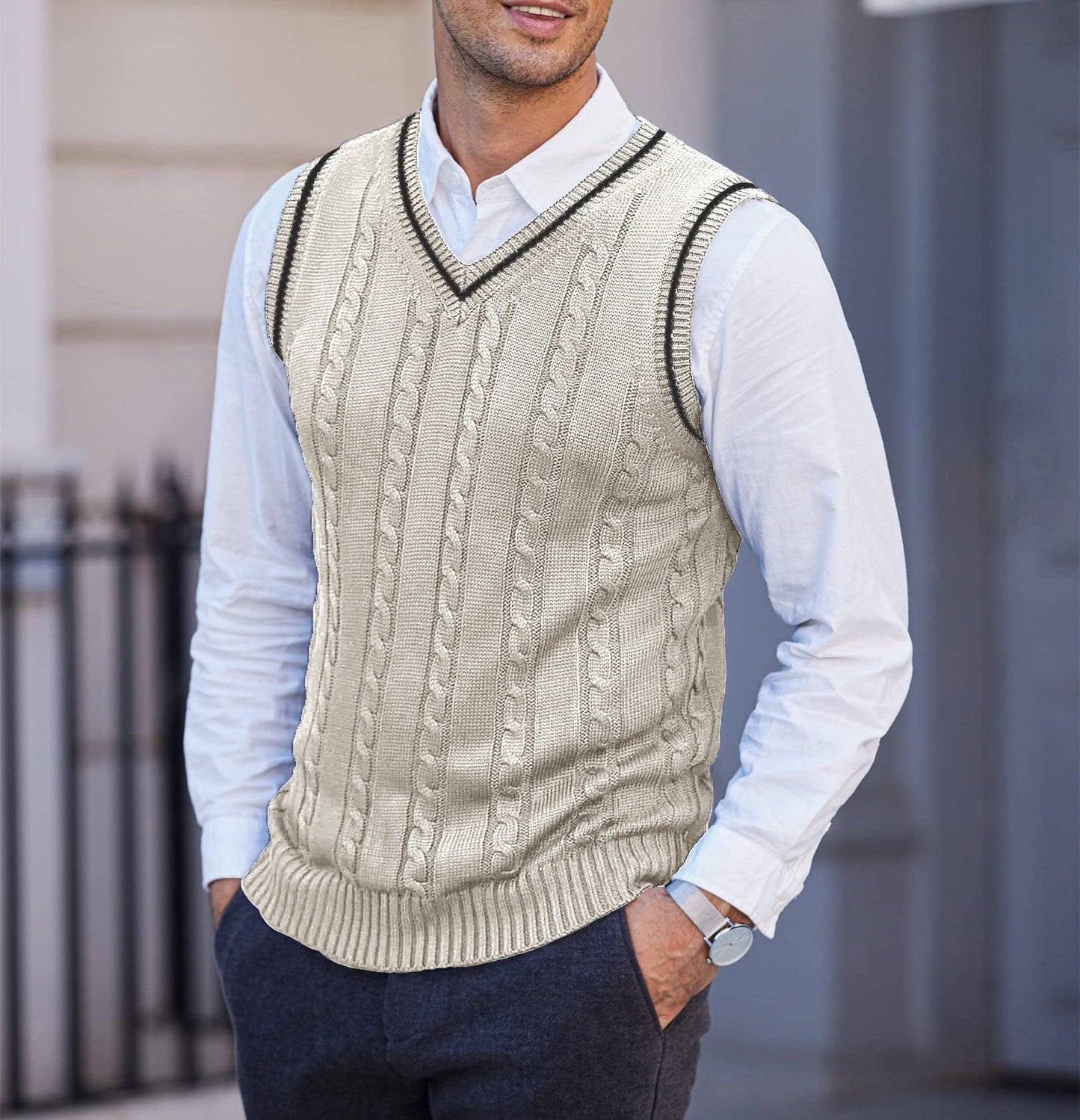 Waistcoat Sleeveless Casual V-neck Thickening Vest Bottoming Sweater