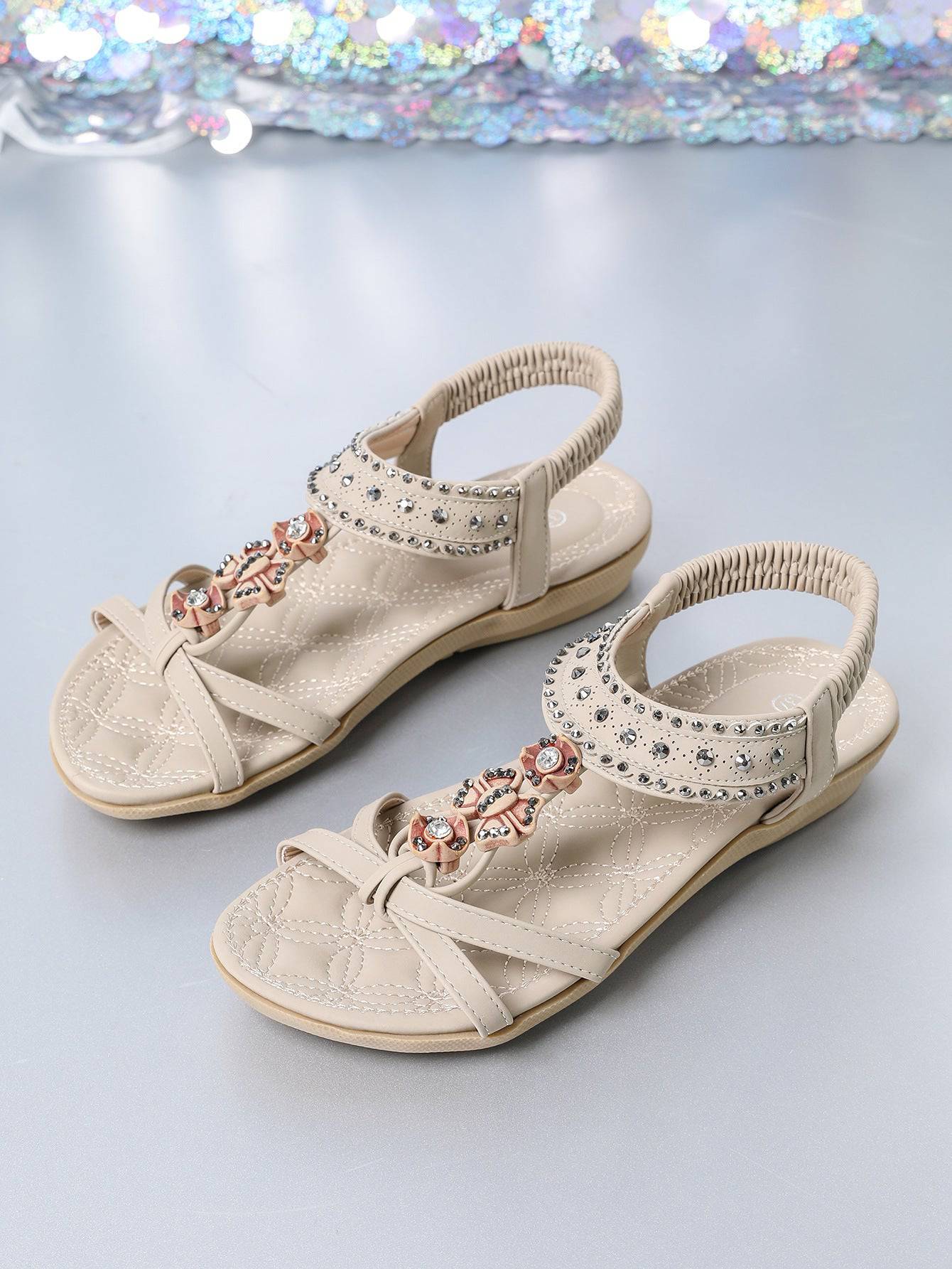 Sandali piatti da donna Scarpe casual con diamanti taglie forti