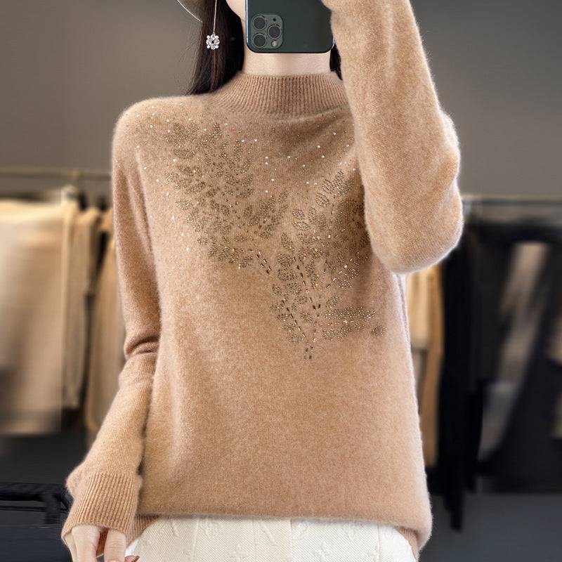 Women's Loose And Versatile Semi High Neck Knitted Sweater - YLORESHOP