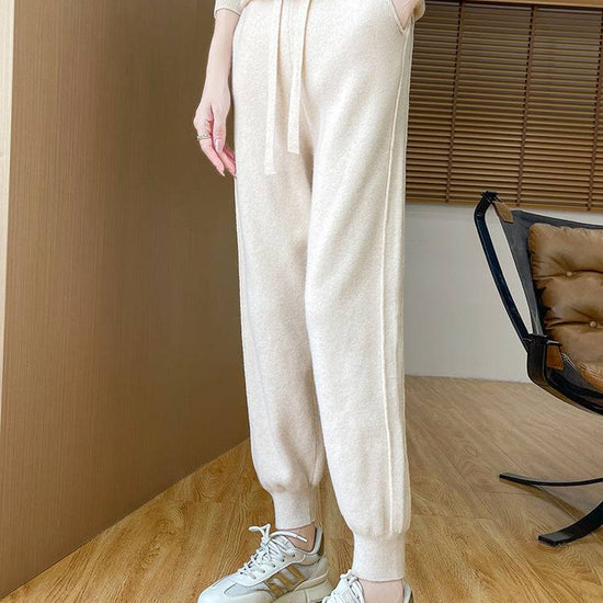 Autumn And Winter Wool Knitted Loose Slimming Loose Tapered Pants - YLORESHOP