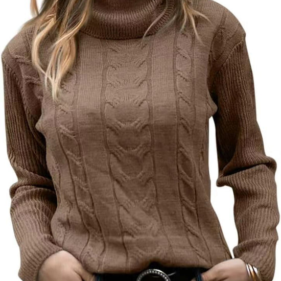 Solid Color Turtleneck Sweater Retro Long Sleeve Sweater - YLORESHOP