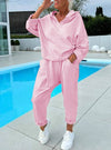 Women's Solid Color Hooded Sweatshirt Two-piece Set - YLORESHOP