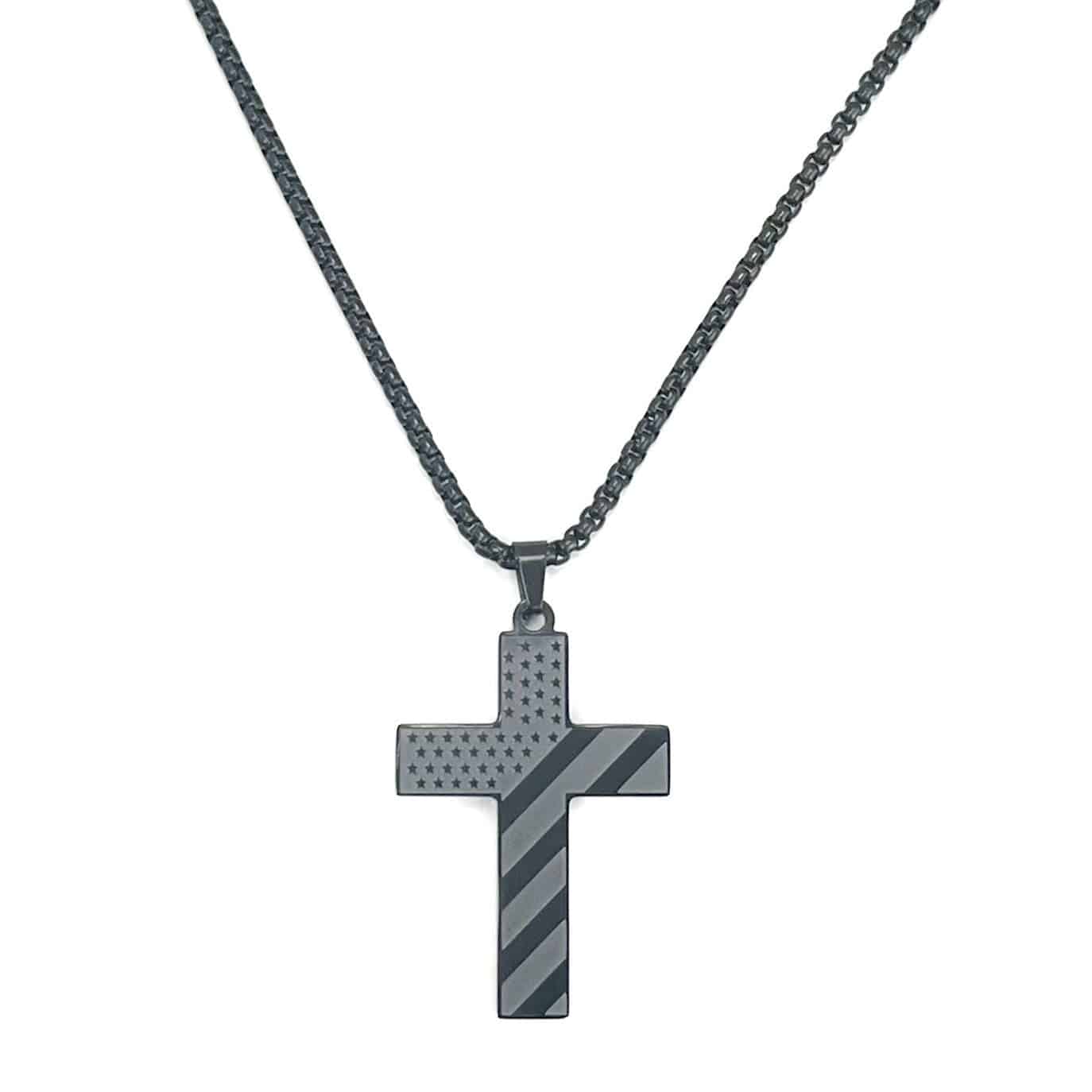 Amazon Hot American Flag Cross Necklace Pendant Men's Stainless Steel Necklace - YLORESHOP