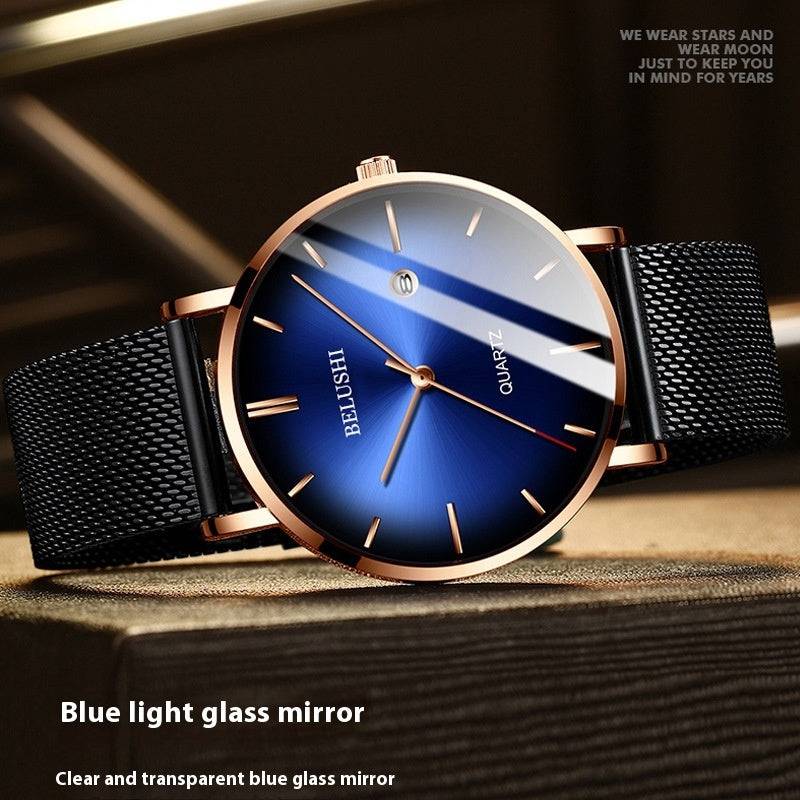 Blue Light Ultra-thin Fashion Men's Waterproof Quartz Watch - YLORESHOP