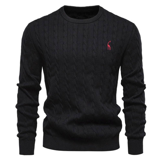 Autumn And Winter Sweater Pullover Deer Embroidery Solid Color Sweater For Men - YLORESHOP