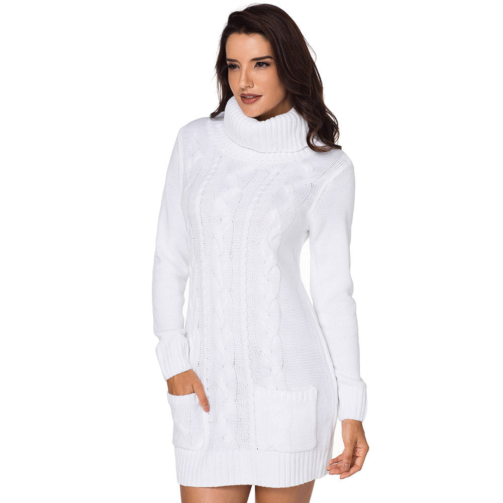 Solid Color Long-sleeved Turtleneck Knitted Sweater - YLORESHOP