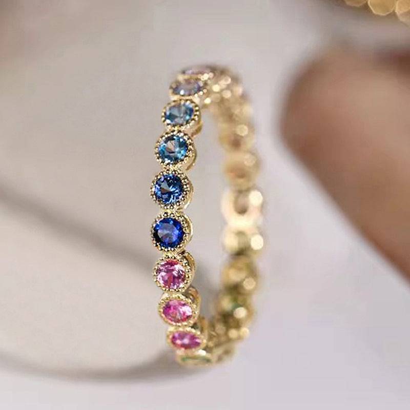 Simple Colorful Ring Female Inlaid Zircon - YLORESHOP