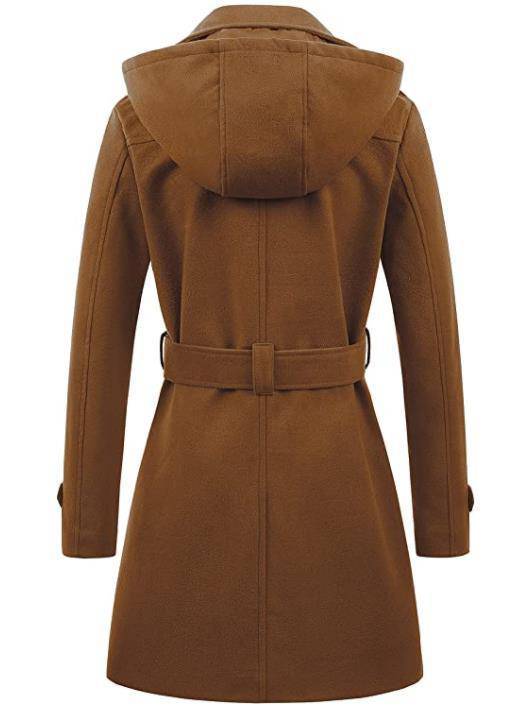 Cappotto taglie forti in lana con cappuccio da donna