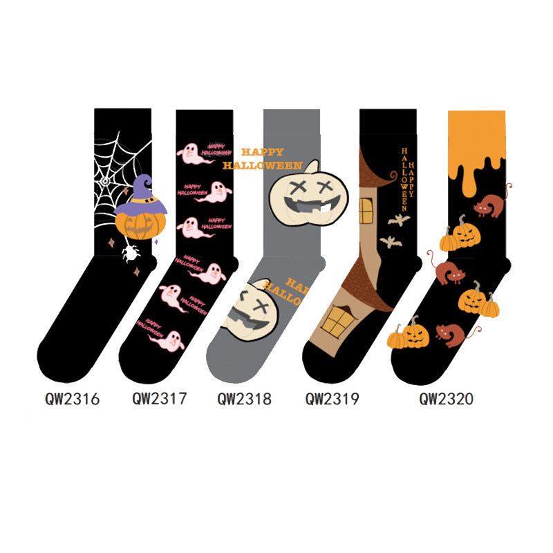 Halloween Man And Woman Cartoon Four Seasons Tube Socks - YLORESHOP
