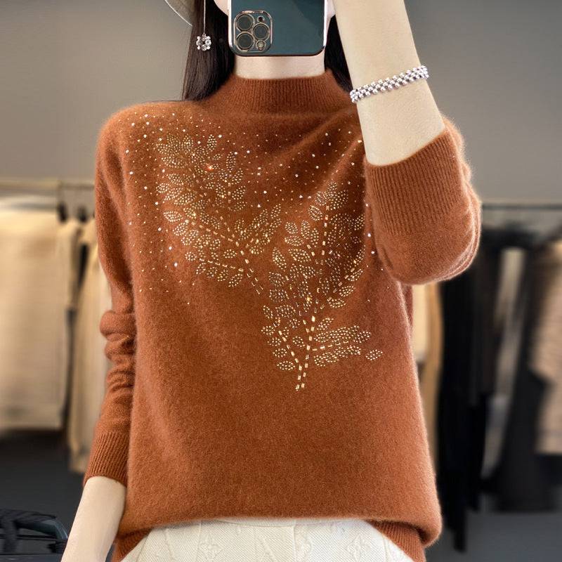 Women's Loose And Versatile Semi High Neck Knitted Sweater - YLORESHOP