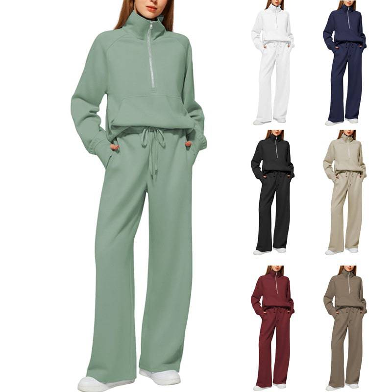 Solid Color Long-sleeved Sweater Trousers Suit Women's Suit - YLORESHOP