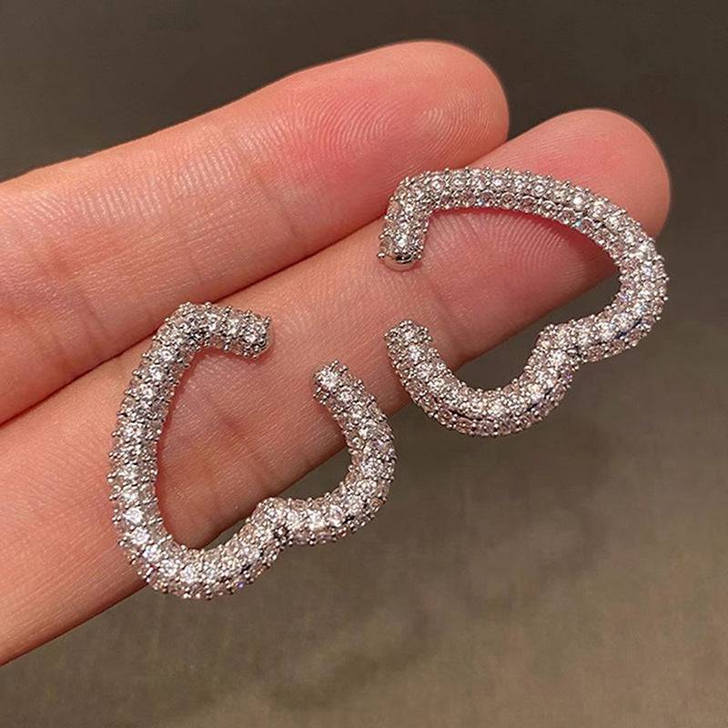 Opening Love Heart Earrings Women's Exquisite Full Diamond - YLORESHOP