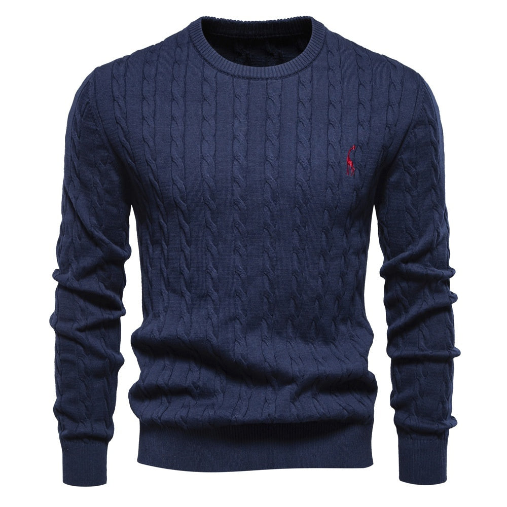 Maglione autunno e inverno pullover cervo ricamo maglione tinta unita per uomo