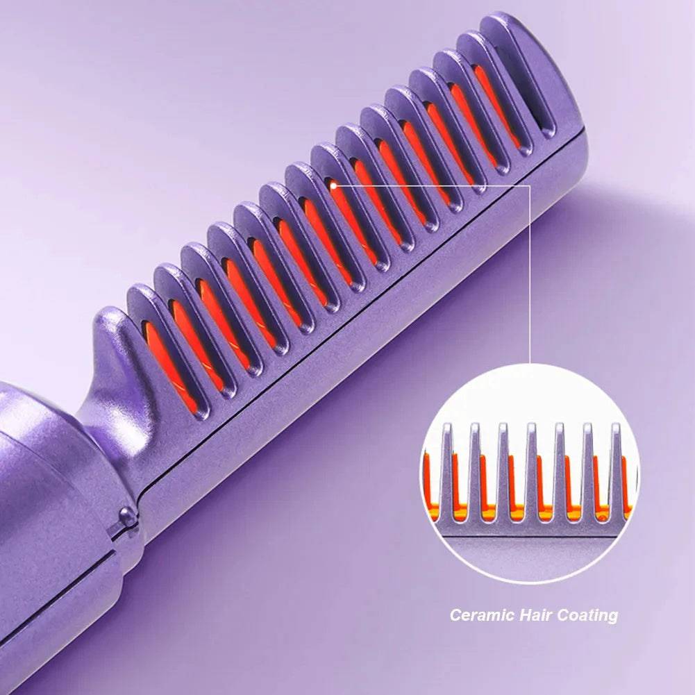 Professional Wireless Hair Straightener Curler Comb Fast Heating Negative Ion Straightening Curling Brush Hair Styling Tools - YLORESHOP