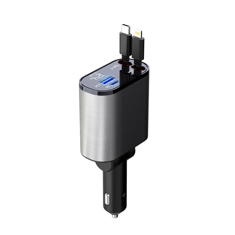 Caricabatteria da auto in metallo da 100 W con ricarica super veloce per accendisigari da auto USB e adattatore TYPE-C