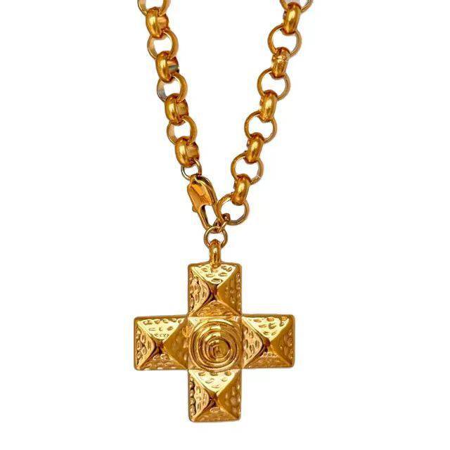 Titanium Steel Clavicle Chain 18K Gold Plated Cross - YLORESHOP