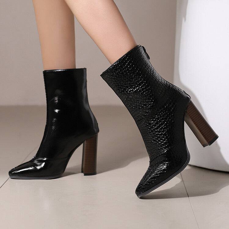 Women's Autumn And Winter High Heels Fleece-lined French Style Small Ankle Boots