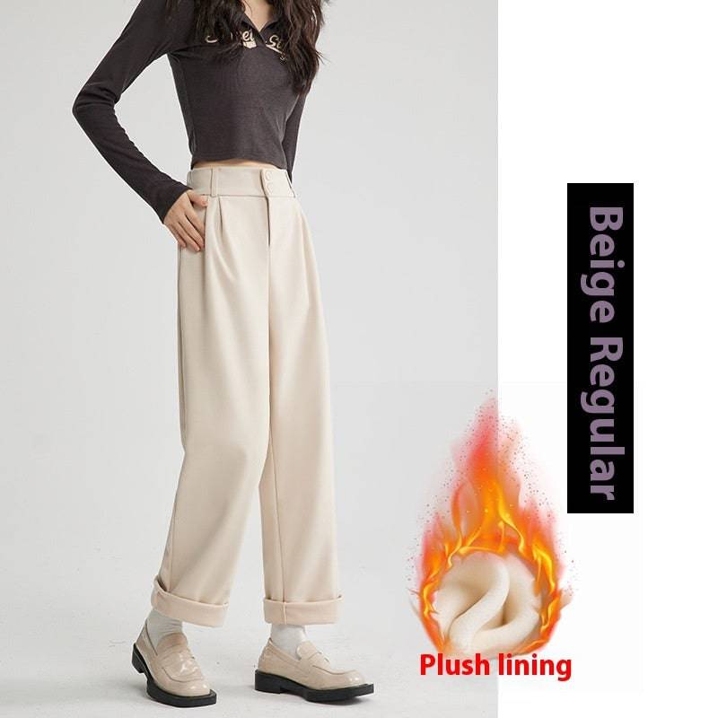 Straight Woolen Wide Leg Pants - YLORESHOP