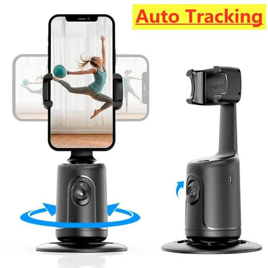 Gimbal con tracciamento automatico della vista a 360 gradi, supporto per telefono automatico AI intelligente, video vlog, stabilizzazione della luce